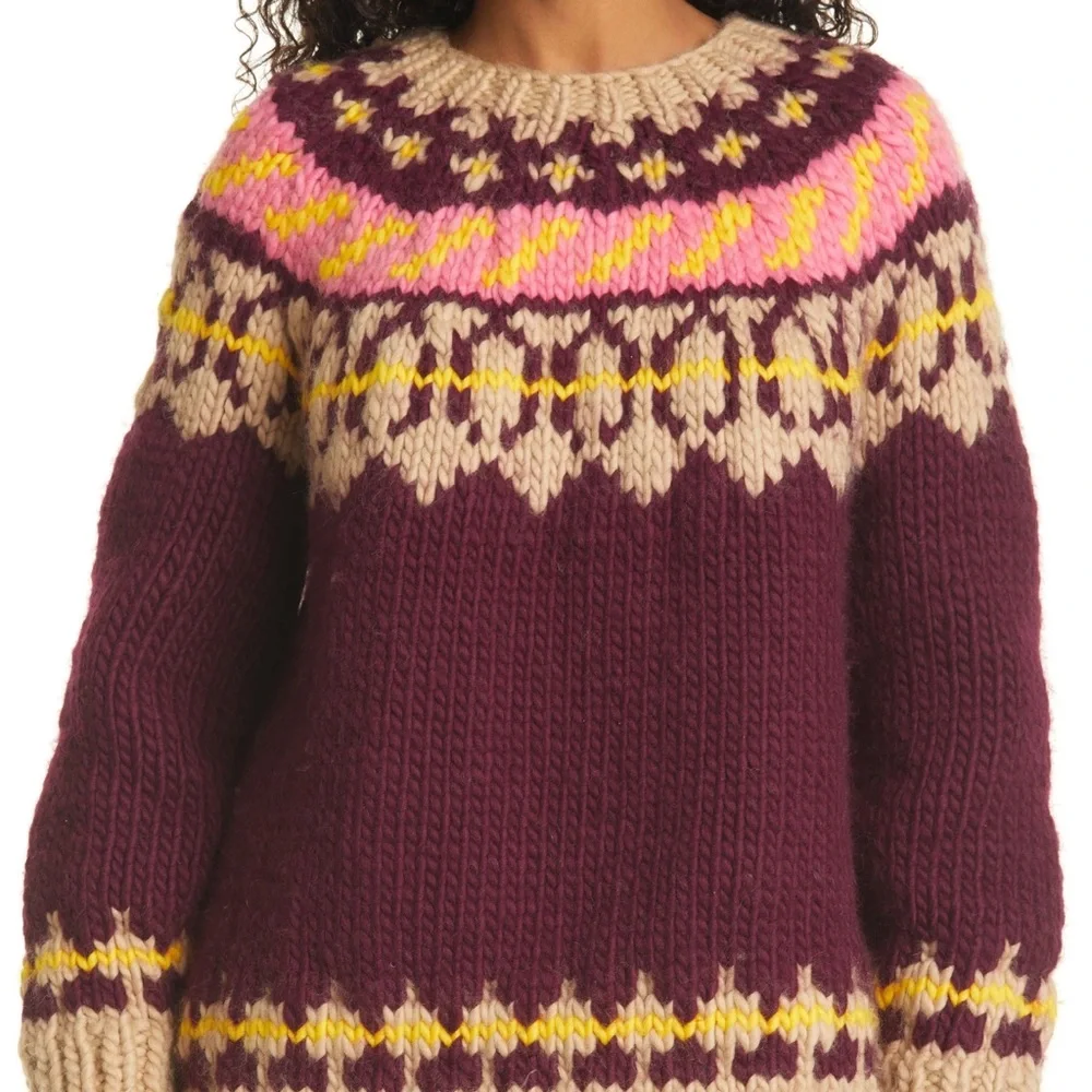 NWT Tory Burch Fair Isle Pullover Oversized Printed Sweater Knit - Picture 2 of 7